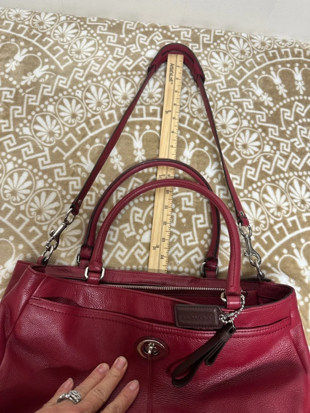 Coach Park Large Carryall F23268 in Red Pebbled Leather